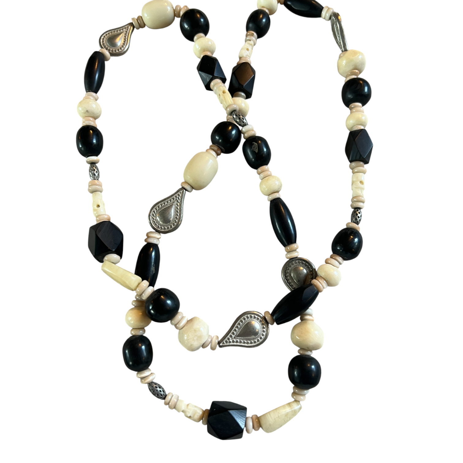 Vintage Black & Ivory Mixed Bead Necklace
