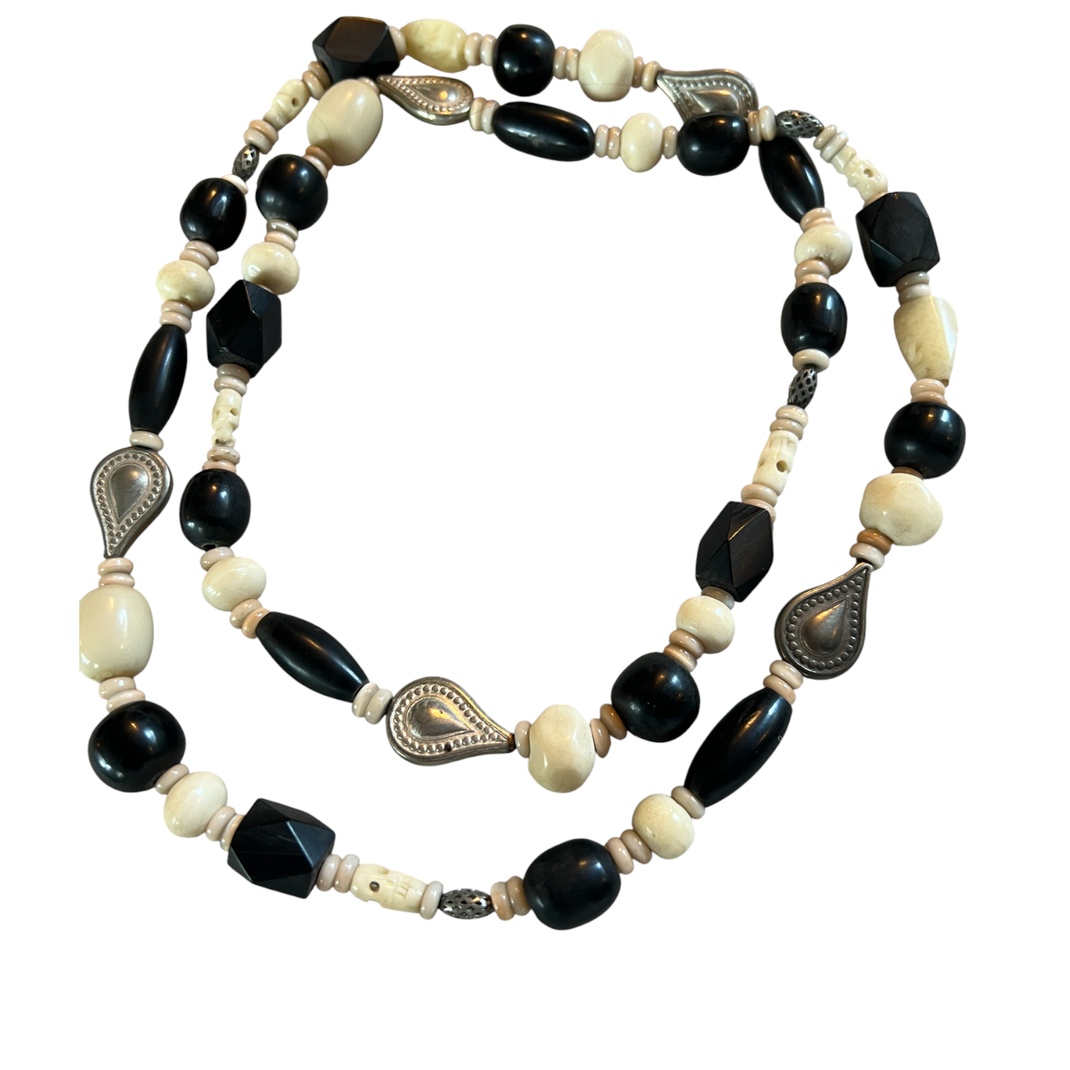 Vintage Black & Ivory Mixed Bead Necklace