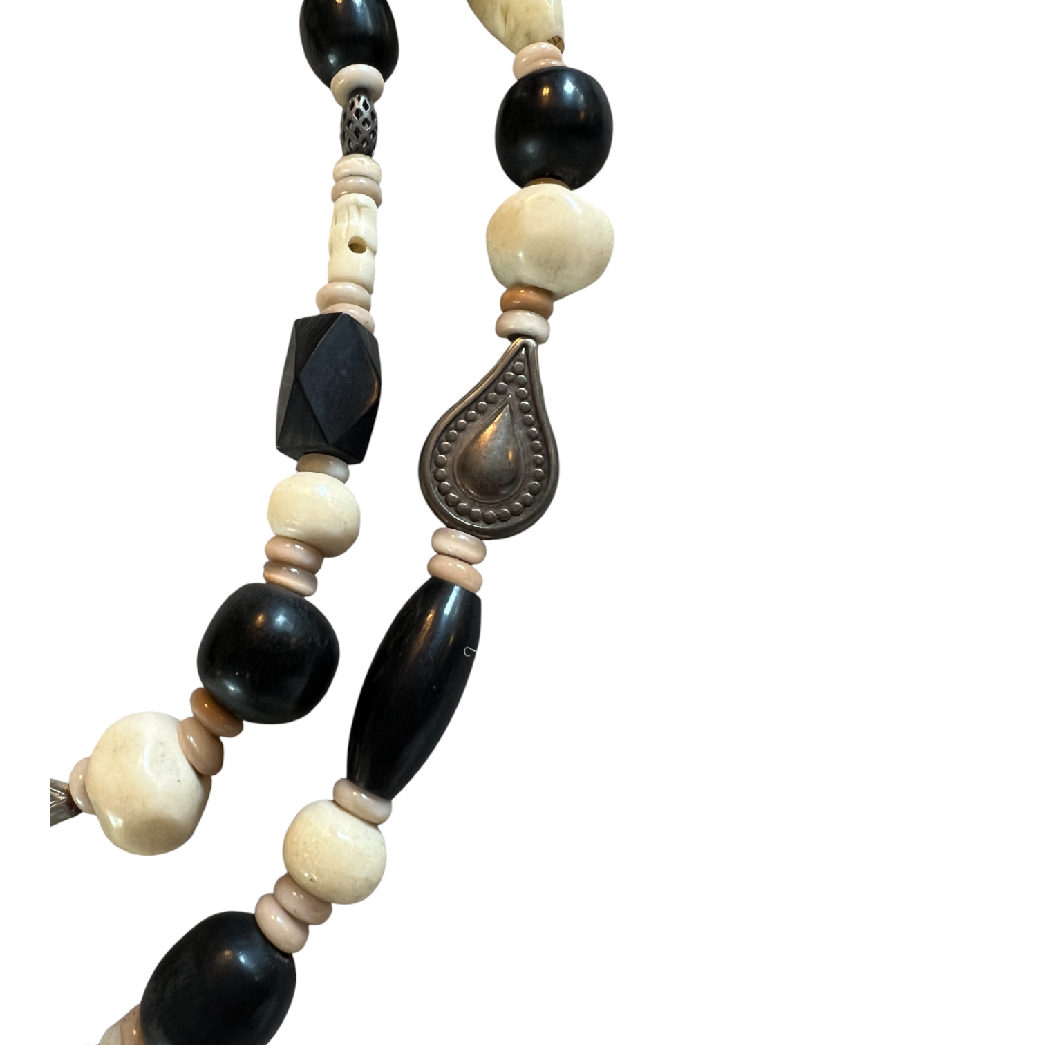Vintage Black & Ivory Mixed Bead Necklace