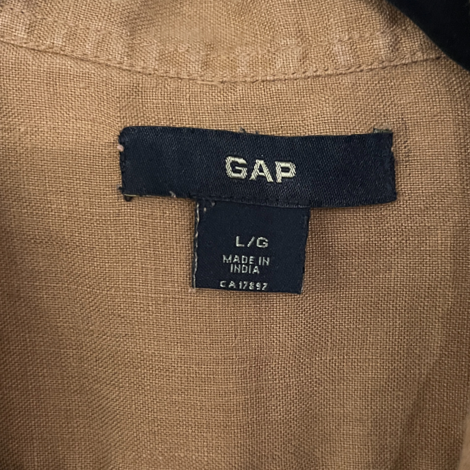 GAP Mens Khaki Brown Linen Long Sleeve Shirt Size L