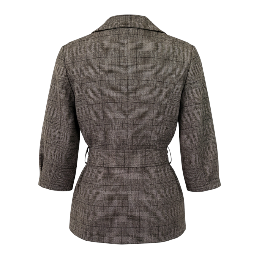 Monsoon Grey Check Tweed Wool Jacket UK 8
