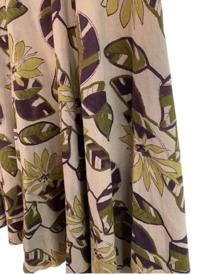 Anokhi For East Floral Tropical Leaf Indian Cotton Skirt UK 10