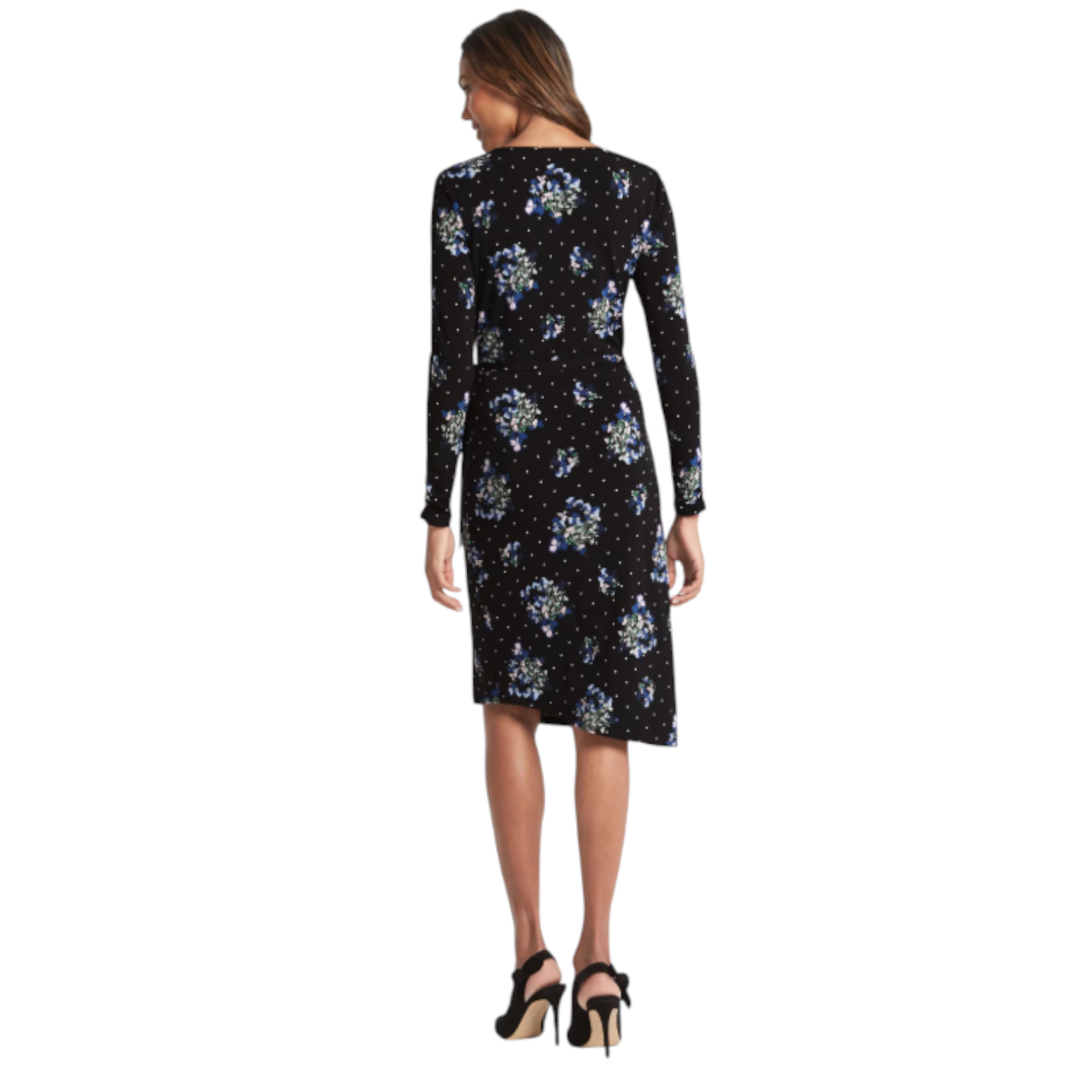 M&S Collection Black Floral Asymmetric Wrap Dress UK 10