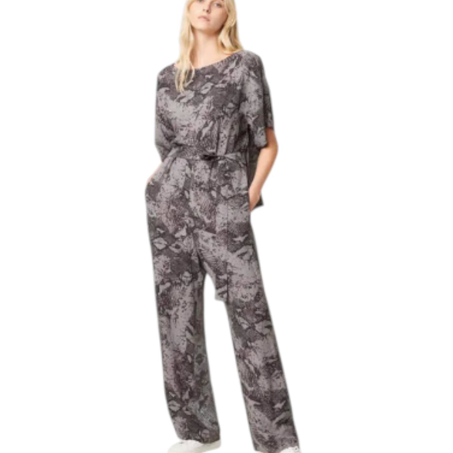 FRENCH CONNECTION Annikki Crepe Mix Reptile Jumpsuit UK 10