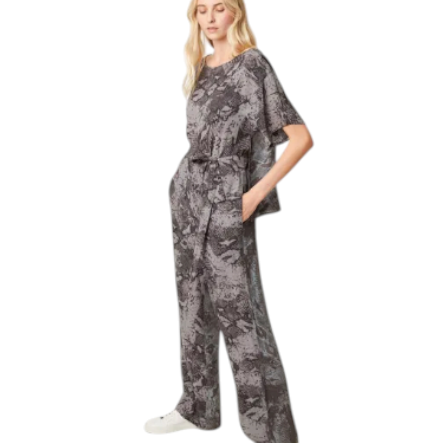 FRENCH CONNECTION Annikki Crepe Mix Reptile Jumpsuit UK 10