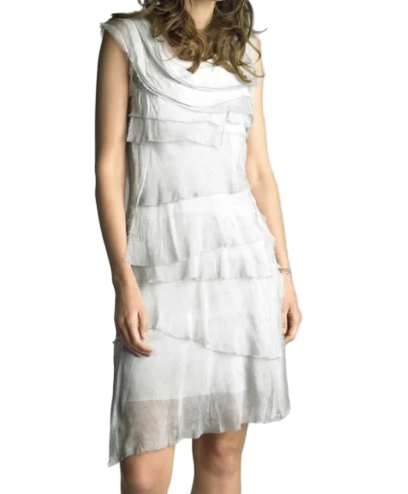 Obsession Pale Grey Silk Layered Dress Party Summer UK 10
