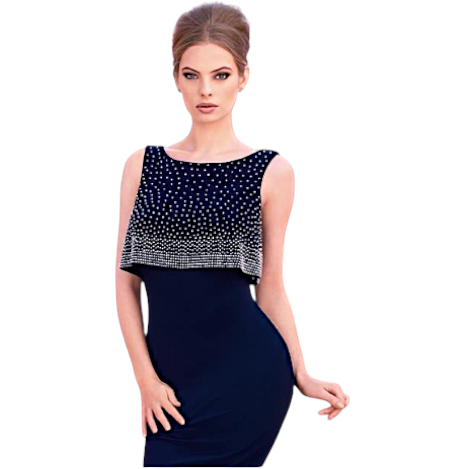 Joseph Ribkoff Navy Silver Beaded Dress Suit UK 12