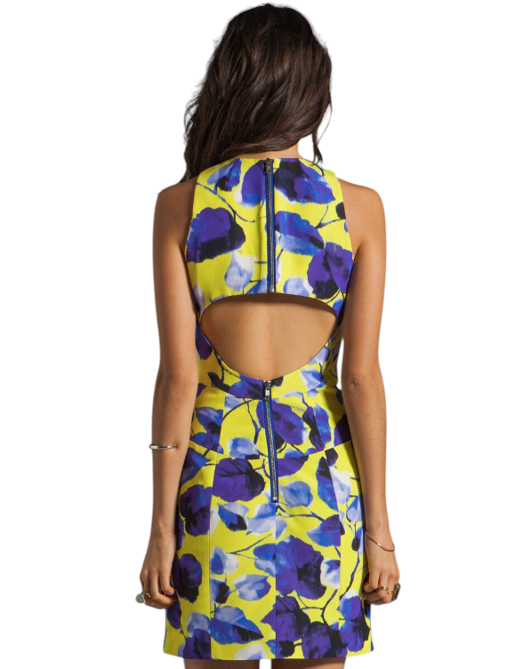 MILLY New York Lemon Purple Floral Dress UK 10/12