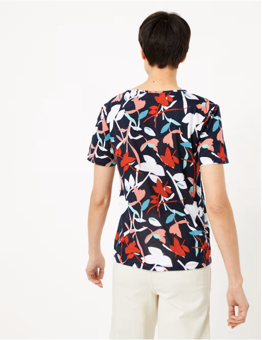 M&S Collection Multicoloured Floral Short Sleeve T-Shirt UK 8