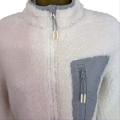 M&S Ivory Soft Fleece Funnel Neck Zip Jacket UK 6