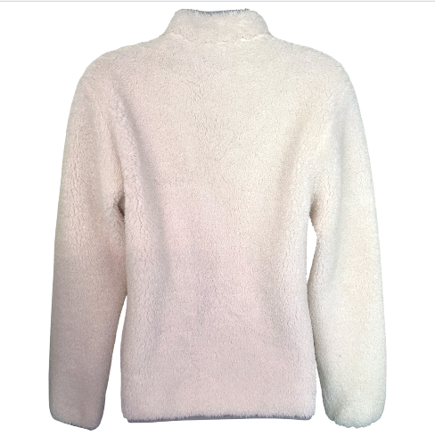 M&S Ivory Soft Fleece Funnel Neck Zip Jacket UK 6