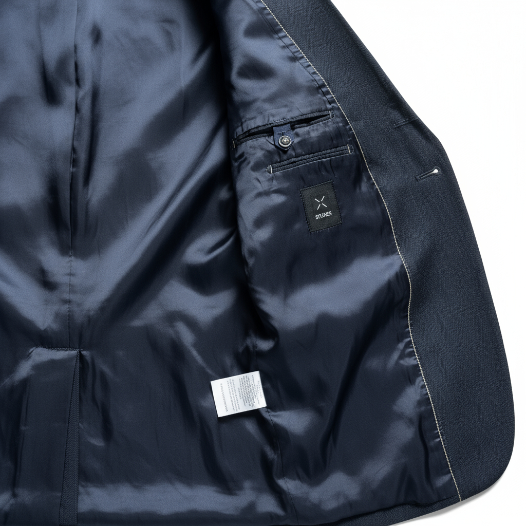 Stones Mens Navy Linen Slim Fit Jacket UK 46