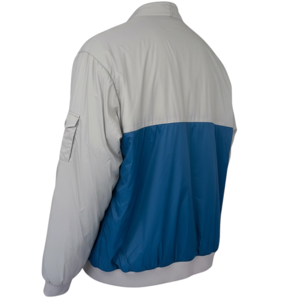 Topman Vintage Pale Grey & Blue Padded Zip Jacket Size M