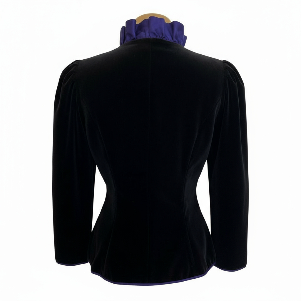 Anna Belinda Rare Vintage Black Velvet Purple Silk Victoriana Jacket UK 10/12
