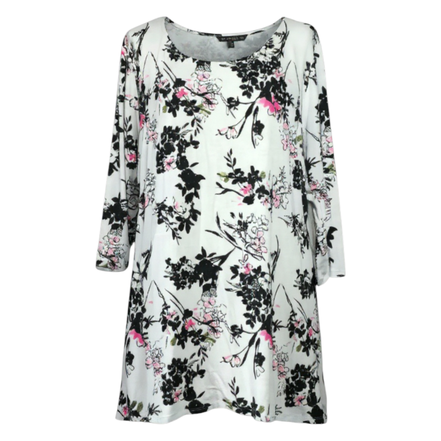 Anthology Pale Grey Dipped Hem Floral Jersey Long Top UK 18