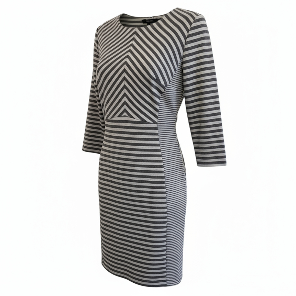 Antonio Melani Grey Blue Striped Shift Dress UK 12