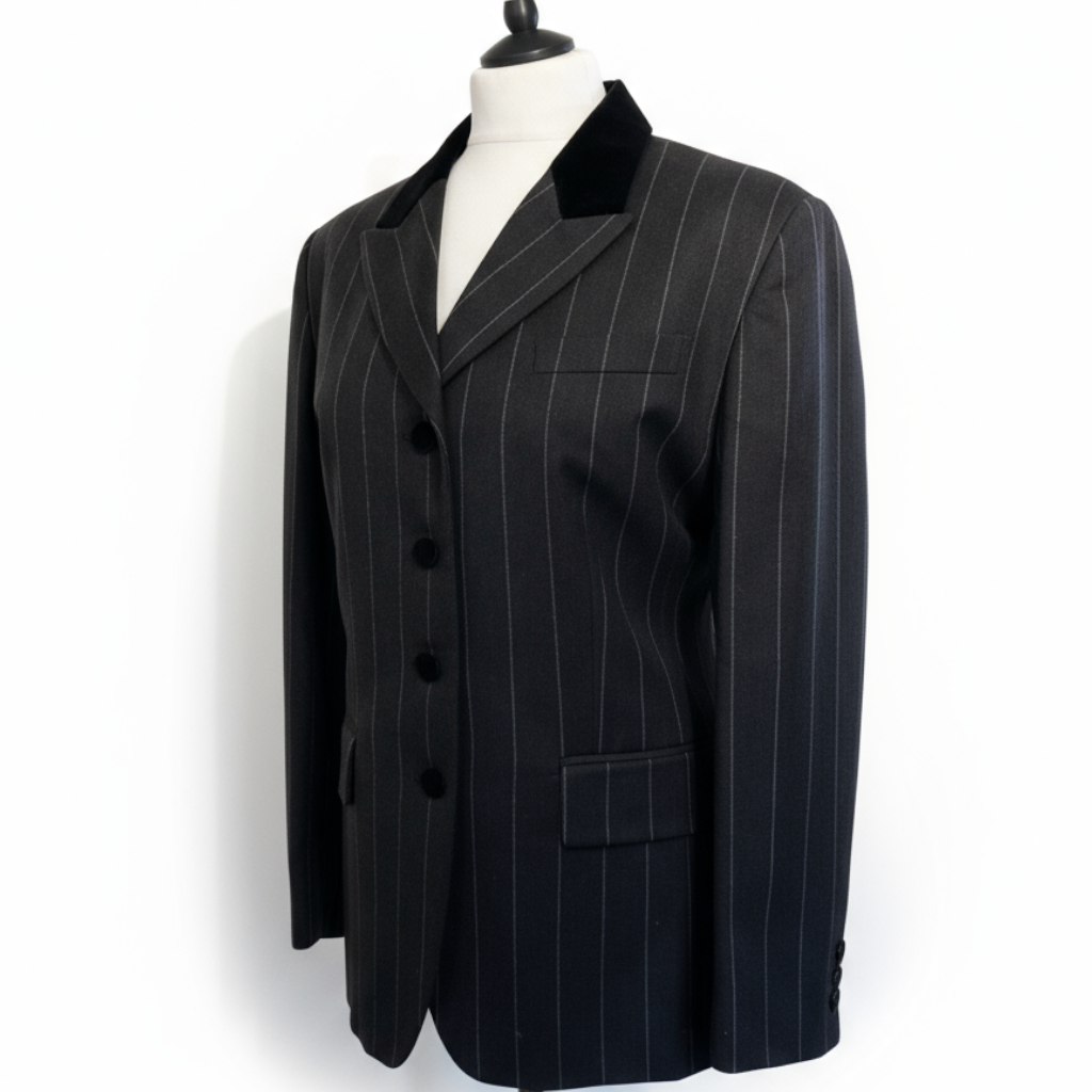Aquascutum Vintage Grey Pinstripe Wool Jacket UK 14/16