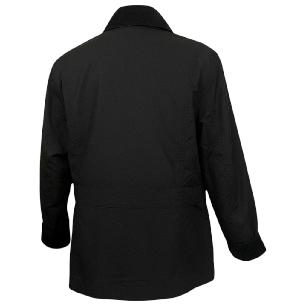 Barbour Black Double Breasted Waxed Cotton Jacket UK 12