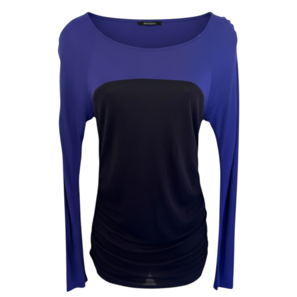 LK Bennett Black & Purple Silky Dipped Hem Top  UK 10