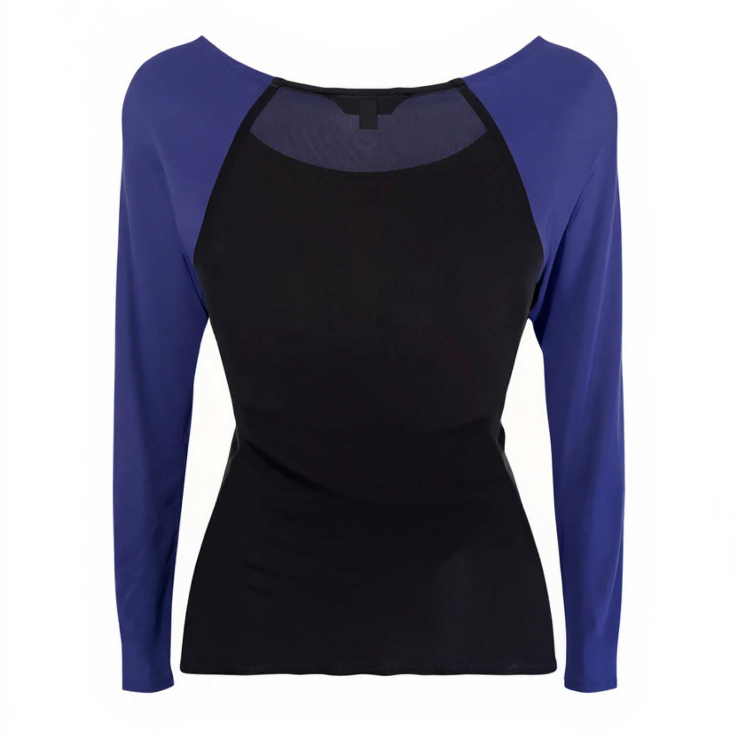LK Bennett Black & Purple Silky Dipped Hem Top  UK 10