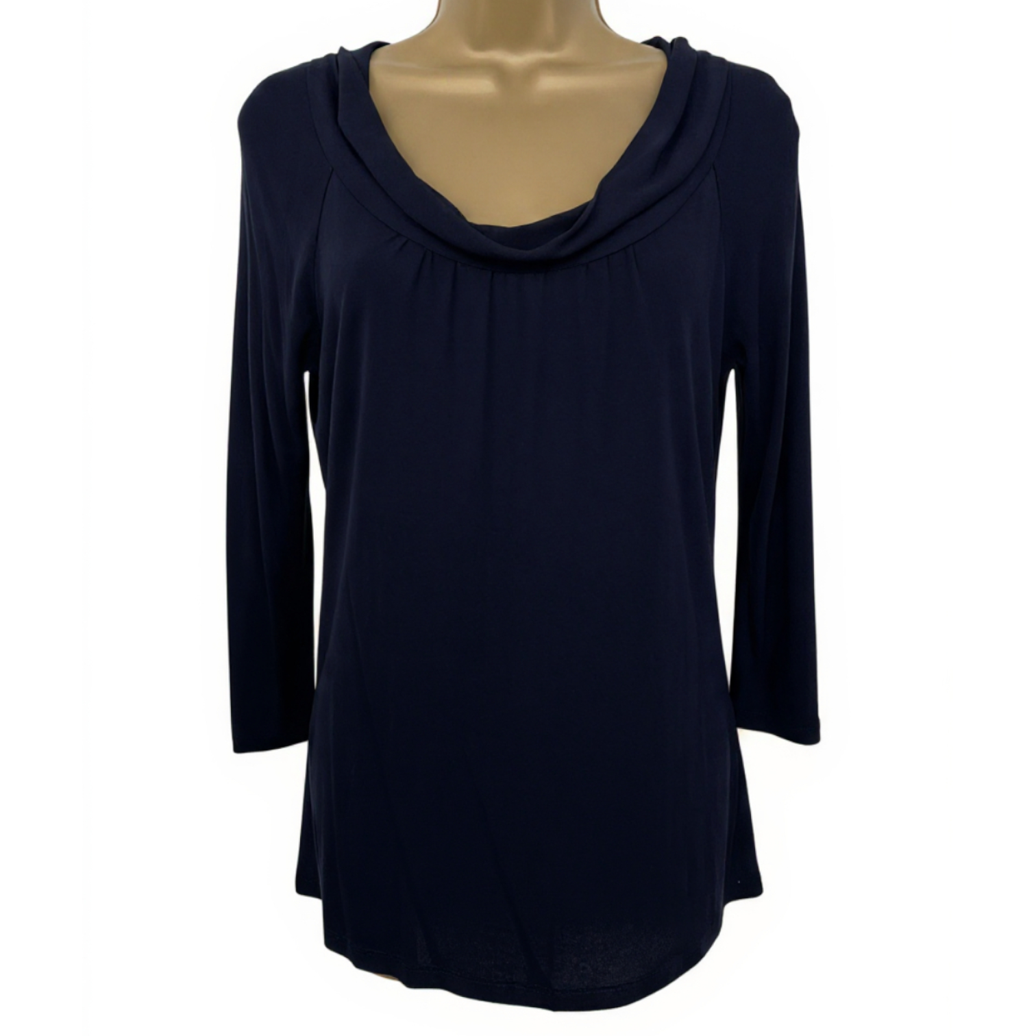 LK Bennett Navy Long Sleeve Silky Cowl Neck Top UK 8