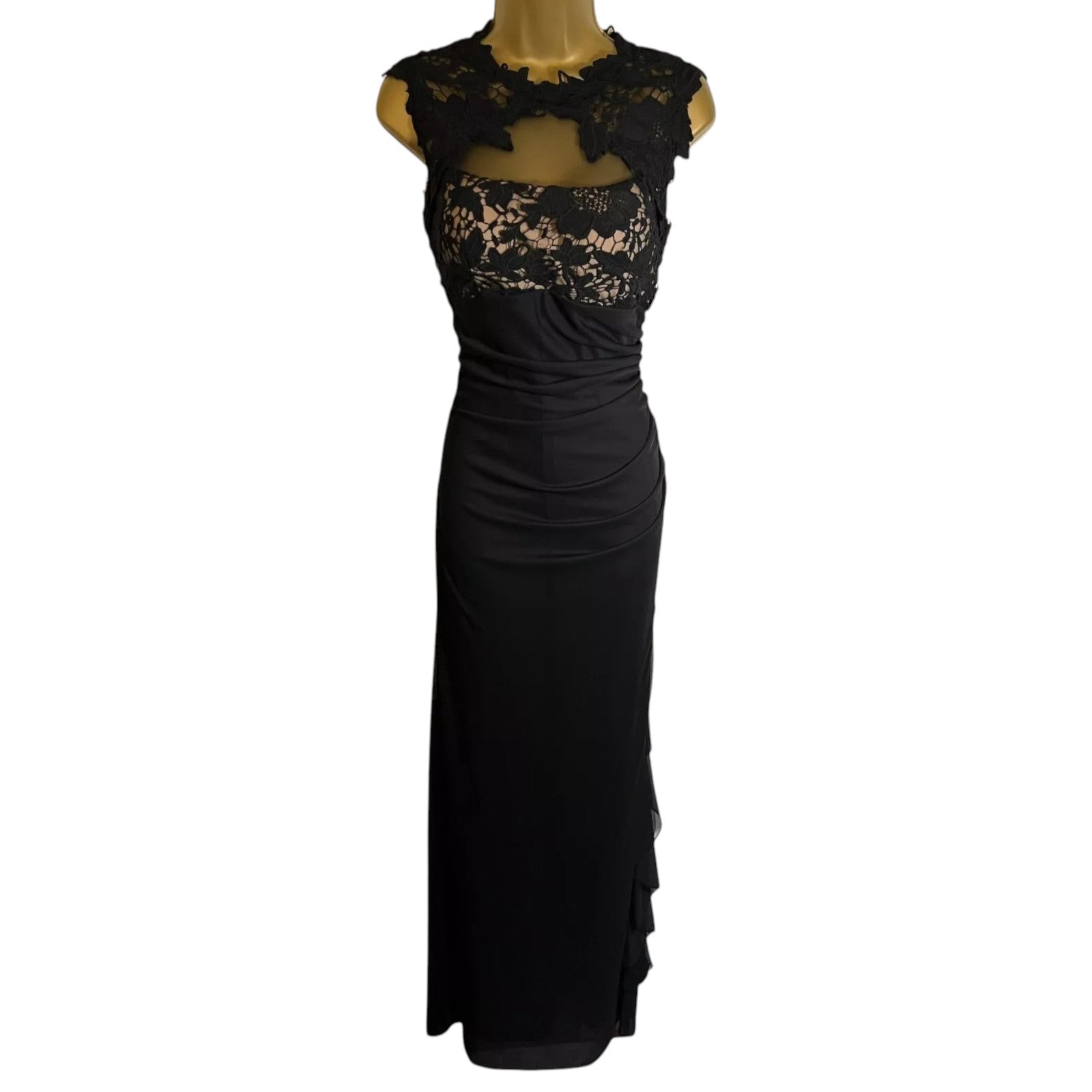 Betsy & Adam Black Tulle Maxi Cocktail Dress UK 8