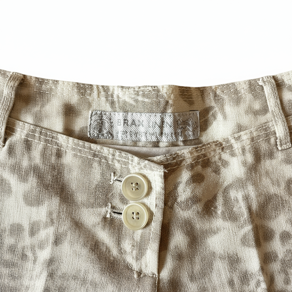 Brax Linen Ivory Taupe Floral Linen Trousers UK 10R