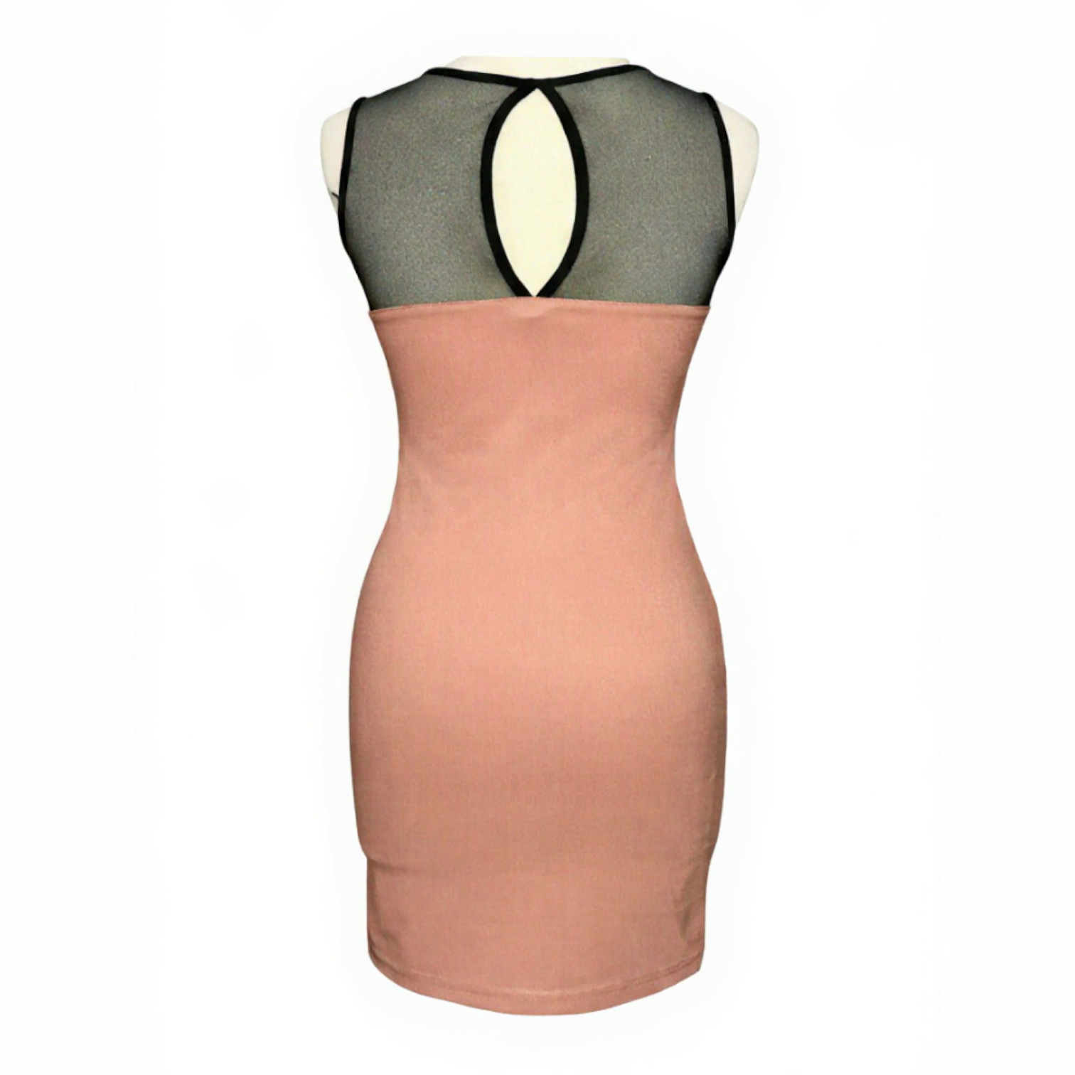 Cameo Rose Peach Black Mesh Insert Dress UK 8