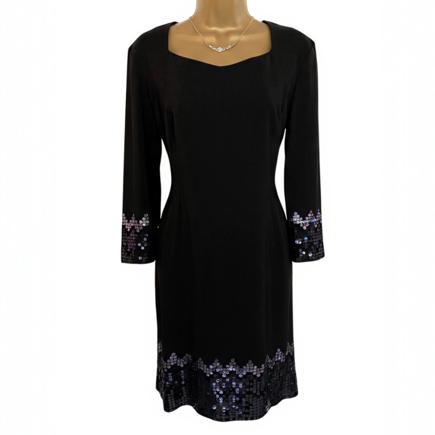 Country Casuals Black Crepe Sequin Dress  UK 12