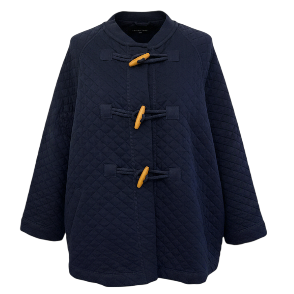 Country Road Navy Duffle Cotton Quilted Cape UK 14