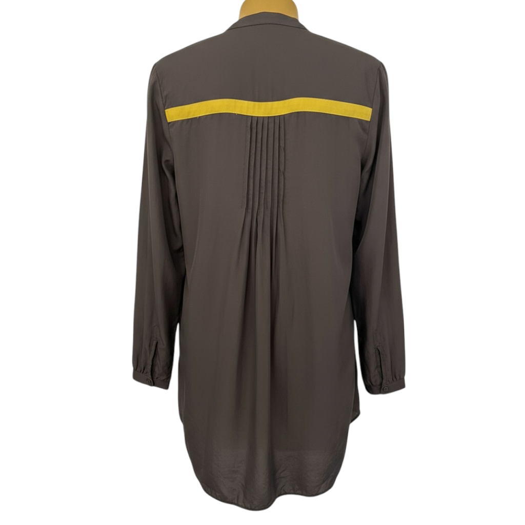 Le Couture Grey Silky Cotton Long Sleeve Shirt UK 12