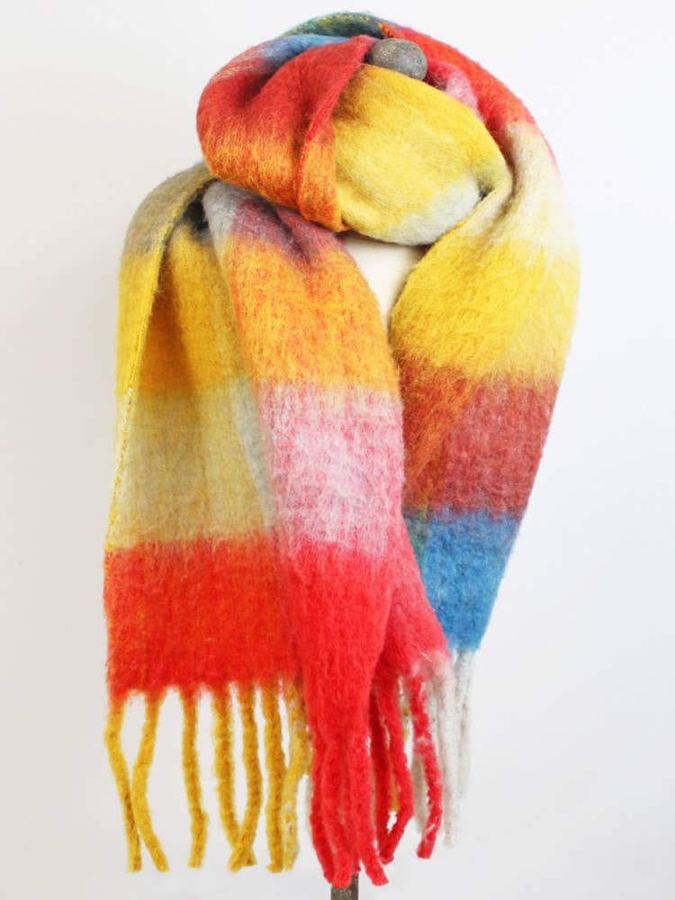 SOFT RECYCLED POLYESTER SCARF (40 x 180cm) - RED MULTI