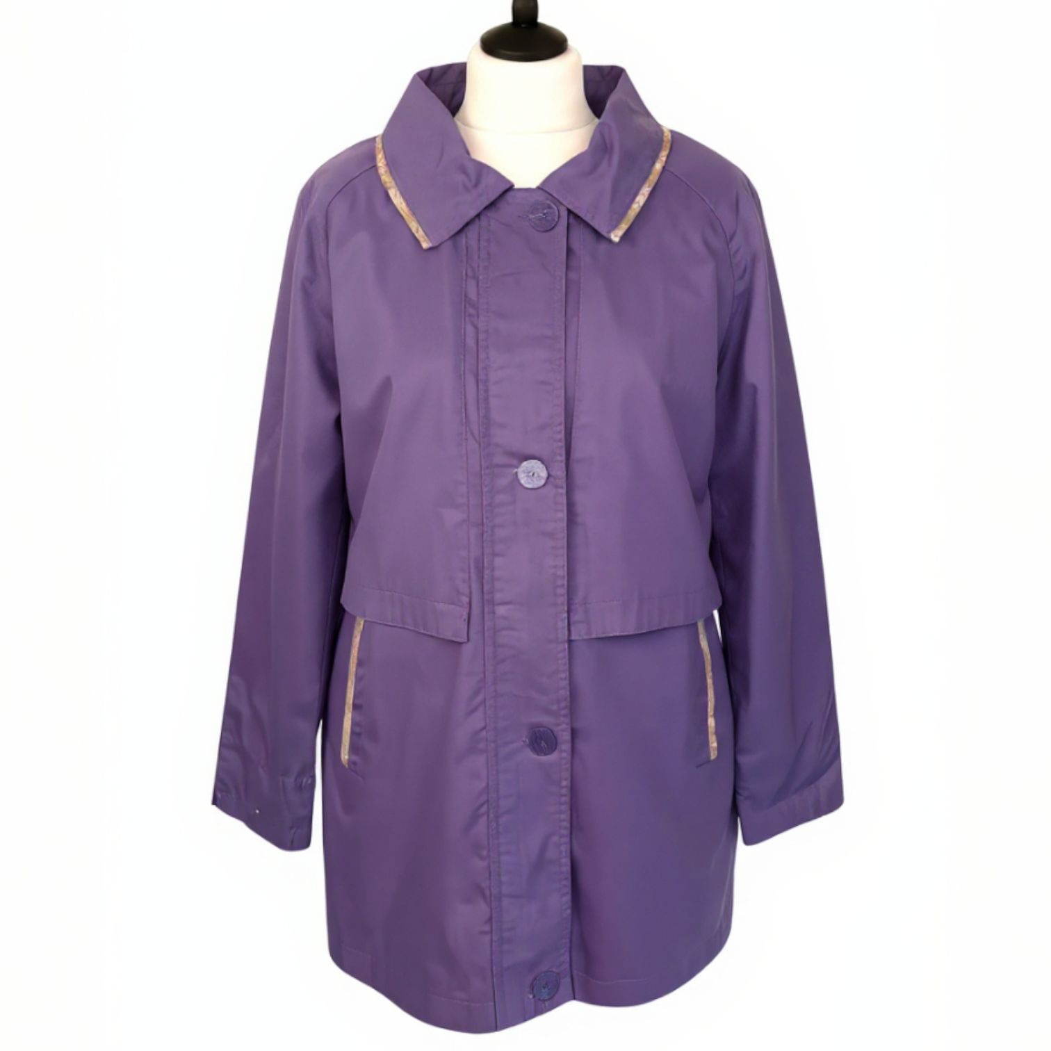 Damart Cotton Purple Detachable Hood Jacket UK 16
