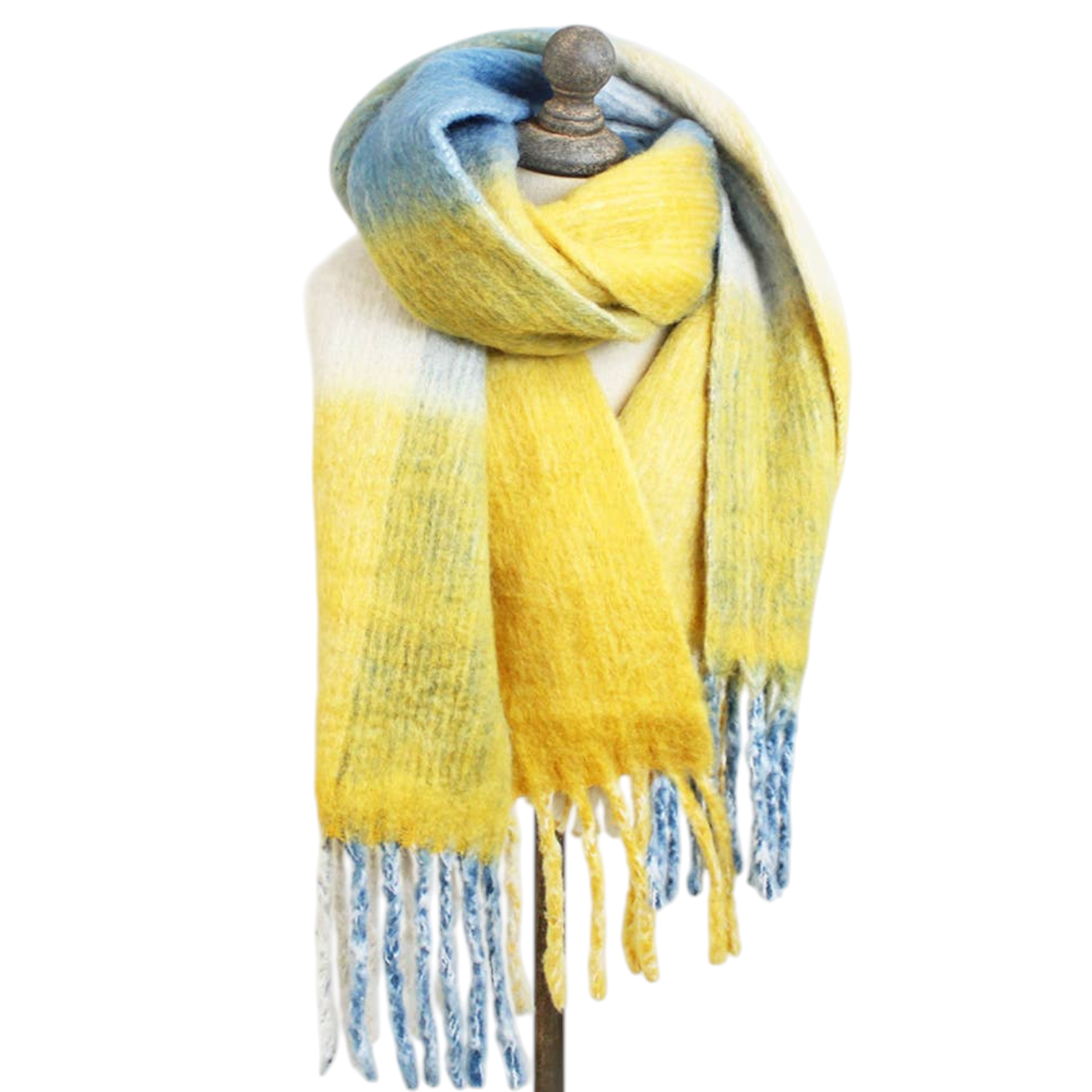 SOFT RECYCLED POLYESTER SCARF (40 x 180cm) - BLUE YELLOW MIX
