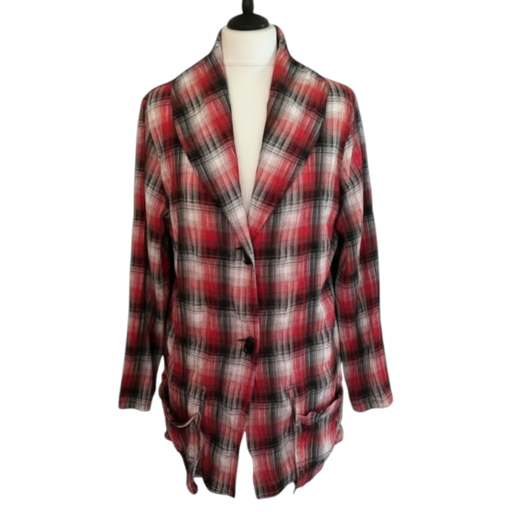 Doris Streich Red White Grey Crinkle Jacket UK 18
