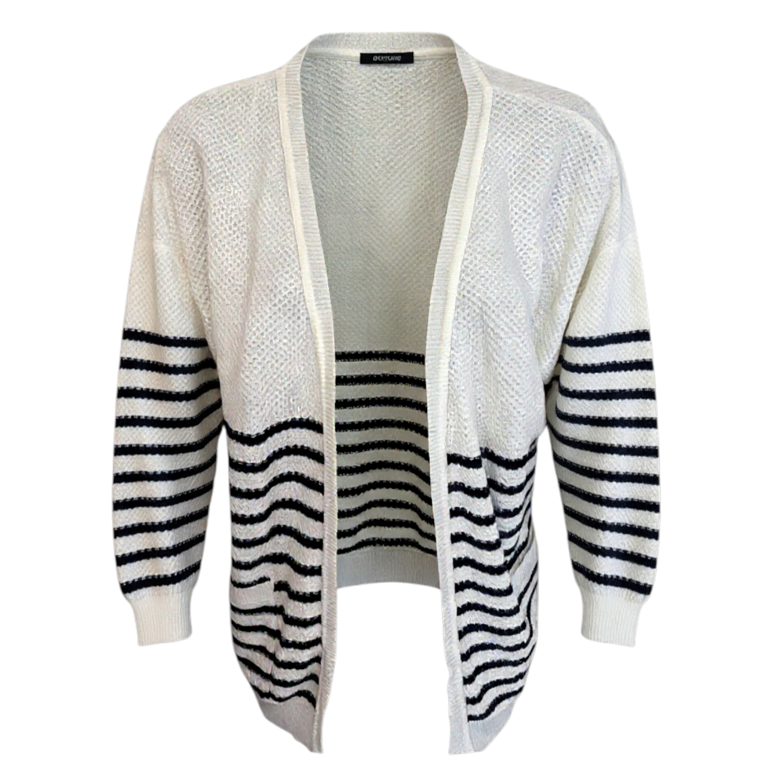 Dorothy Perkins Black & Ivory Waffle Knit Cardigan UK 12