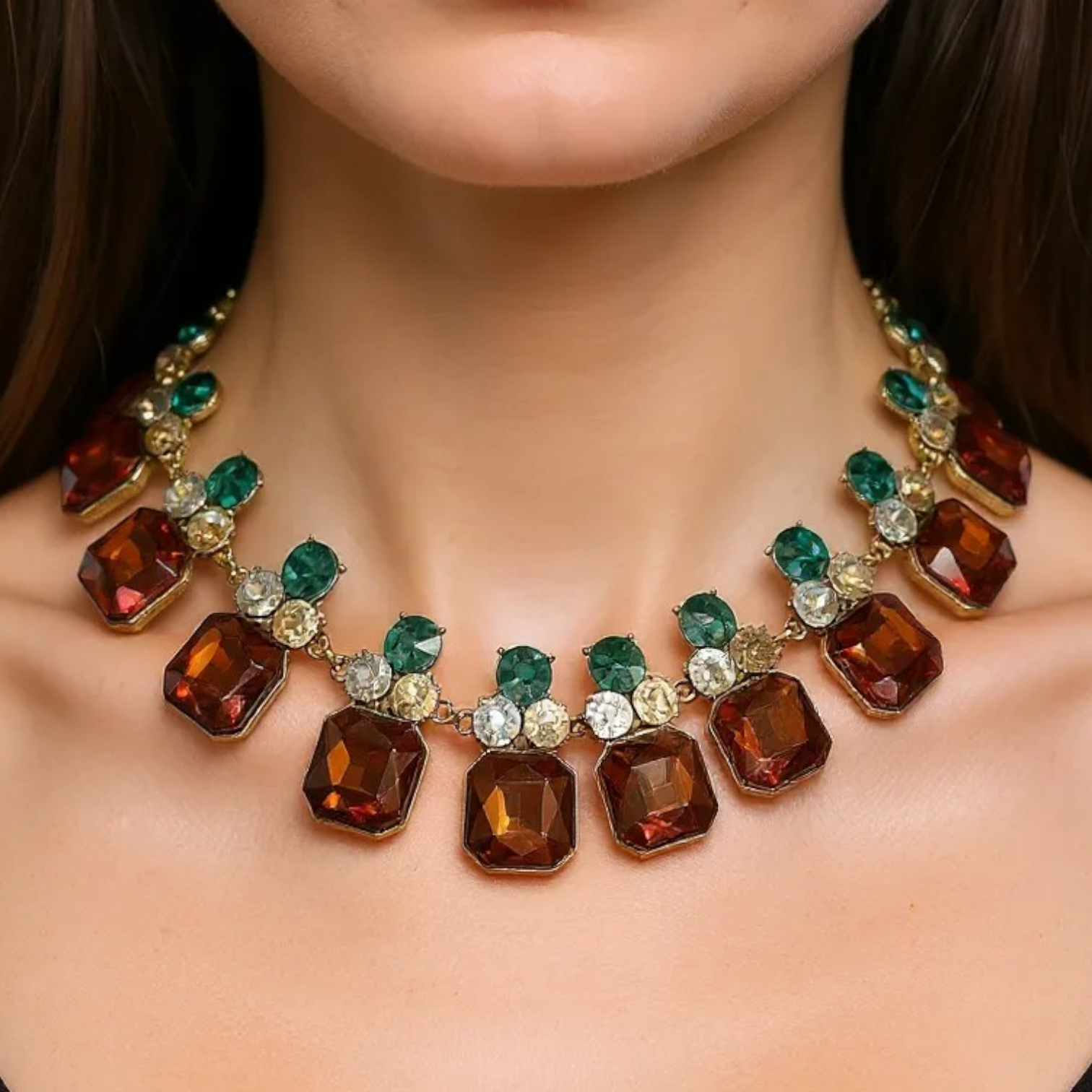 Nali Coloured Crystal Statement Necklace