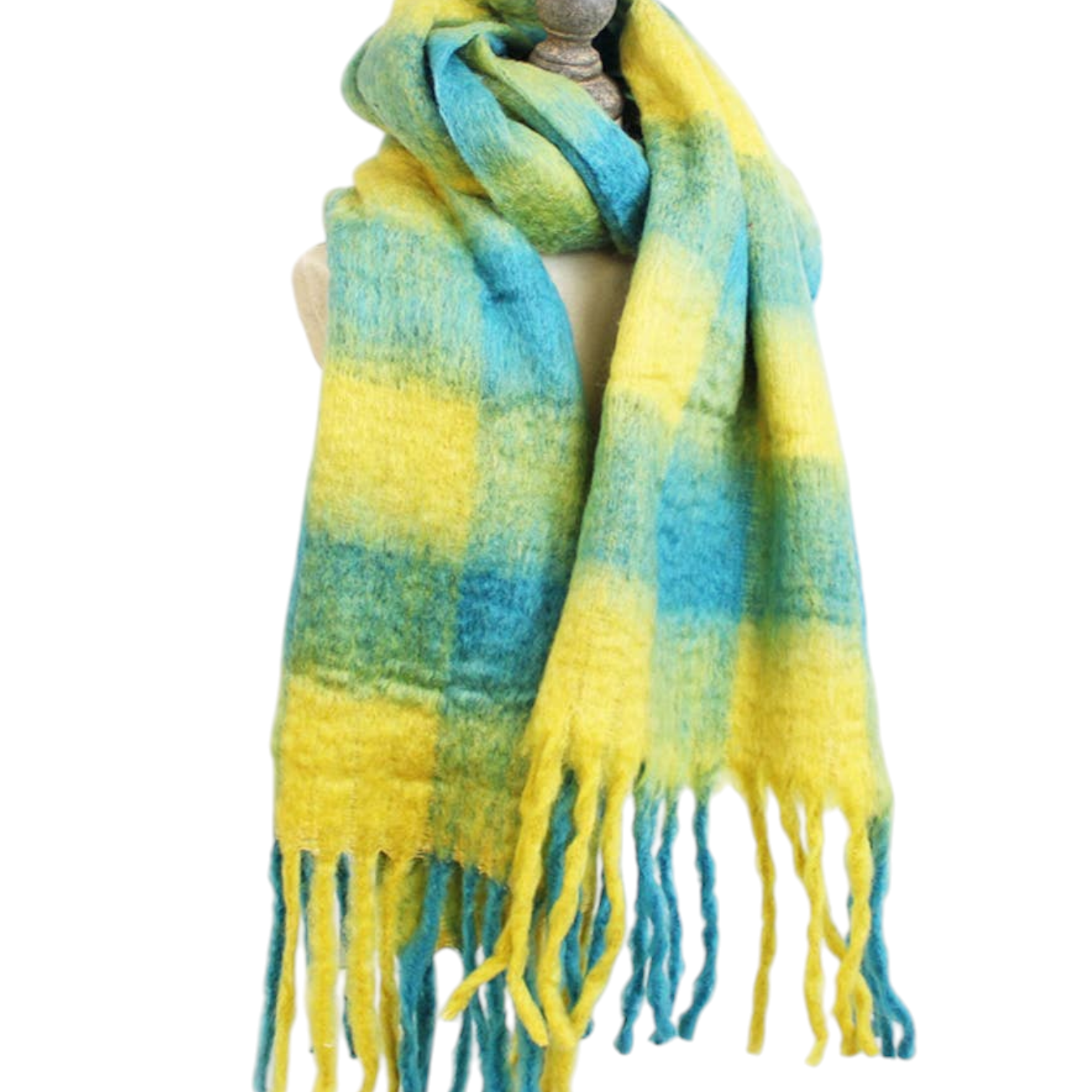 SUPER SOFT RECYCLED POLYESTER SCARF (40 x 180cm) - TEAL CHECK