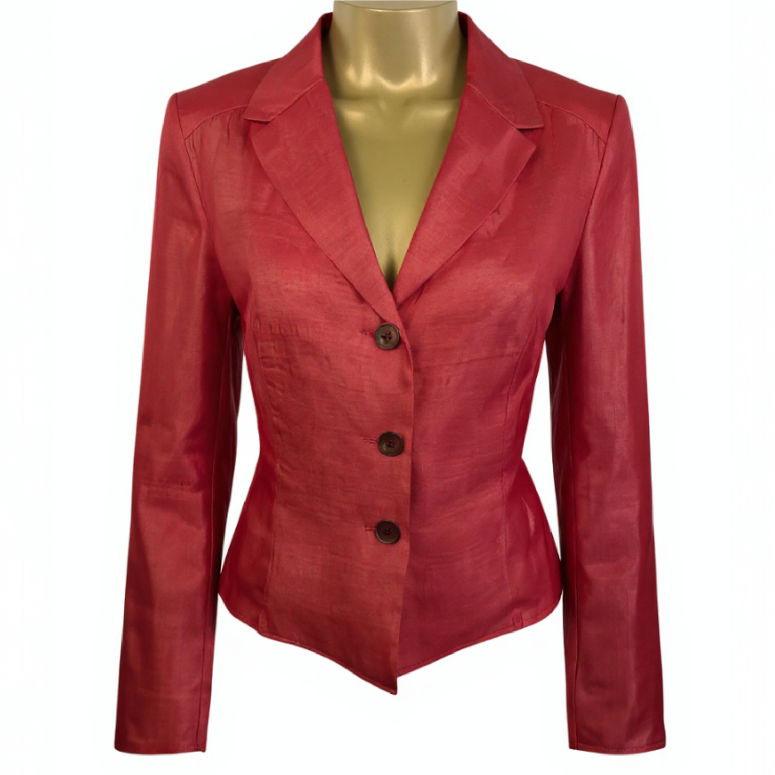 Etro Blood Red Silk Long Sleeve Shirt UK 10