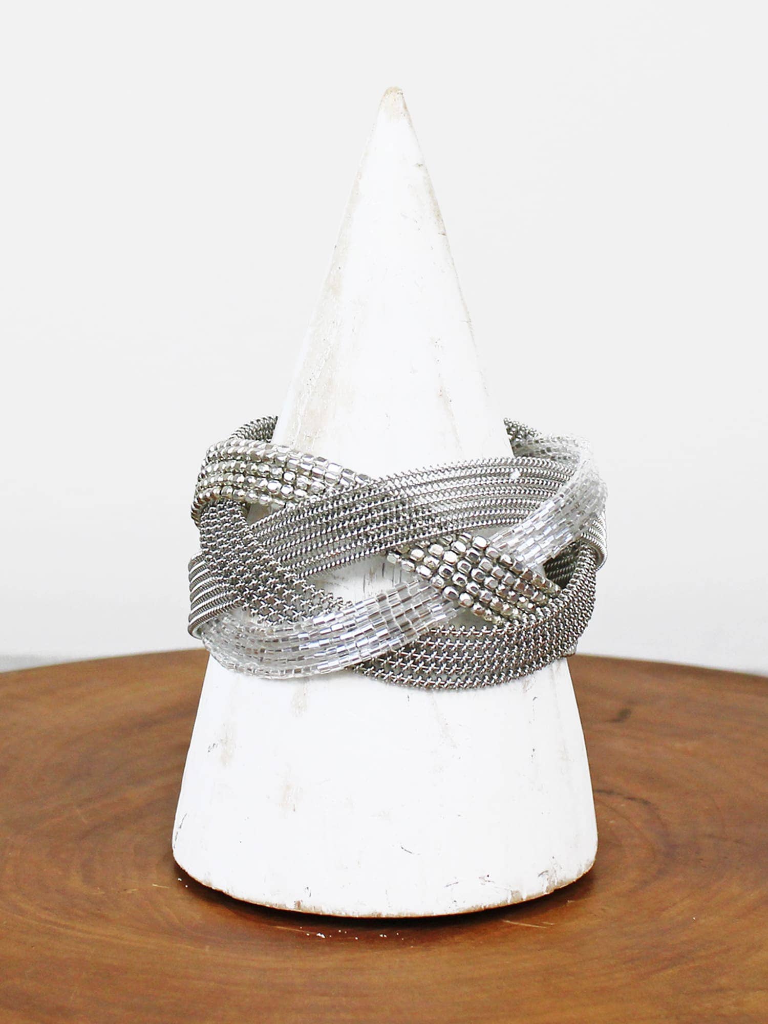Silver Plated Bead Cuff Bracelet
