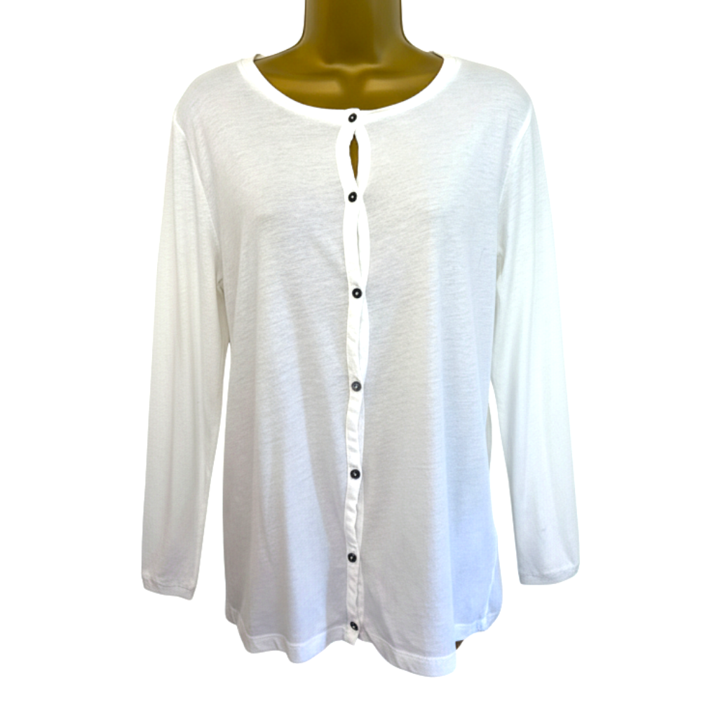 Farhi by Nicole Farhi White Cotton Jersey Top UK 6