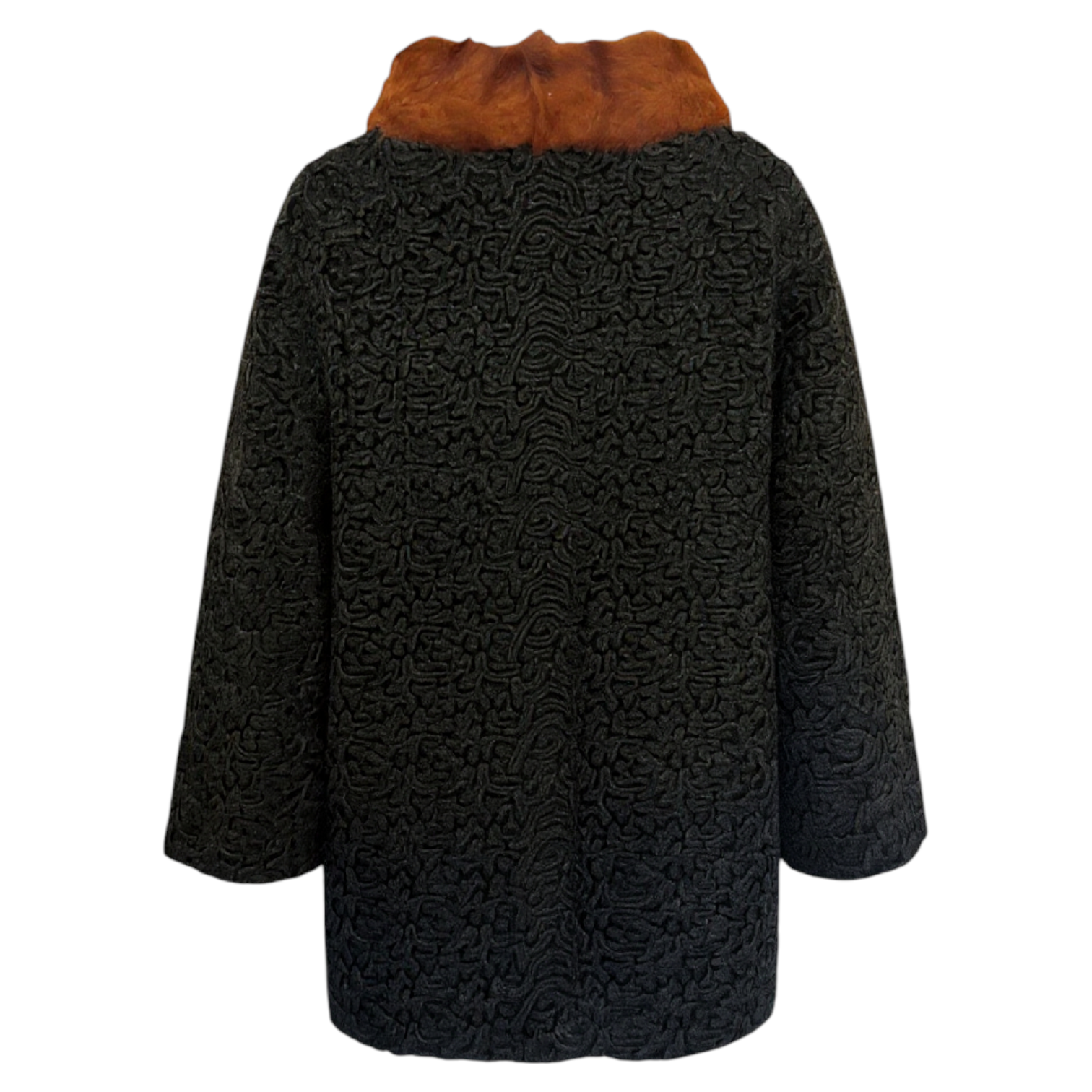 Astra Furs Paris Vintage 50/60s Black Persian Astrakhan Mink Fur Collar Coat