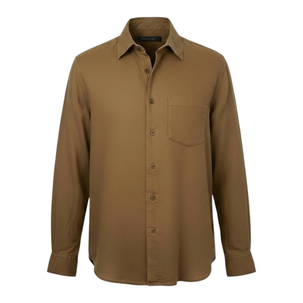 GAP Mens Khaki Brown Linen Long Sleeve Shirt Size L