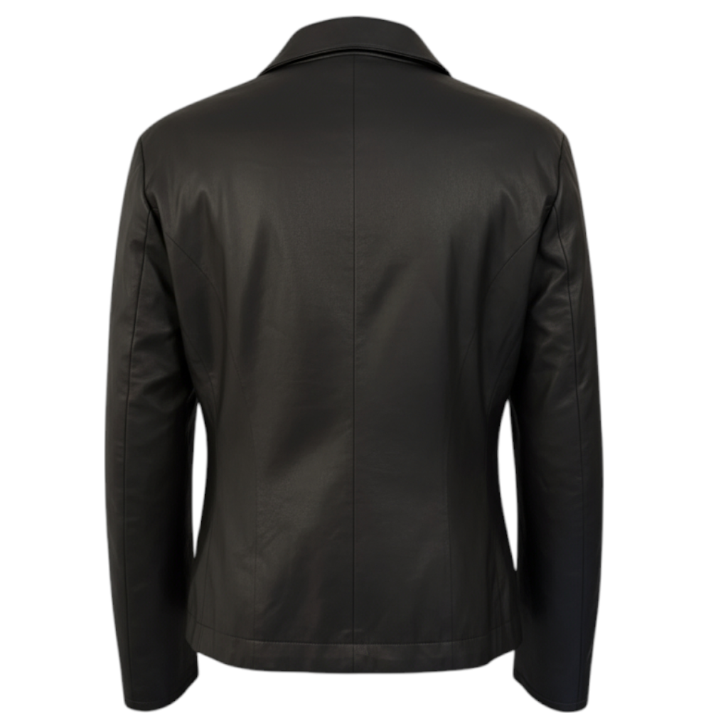 Gerry Weber Vintage Black Leather Jacket UK 14