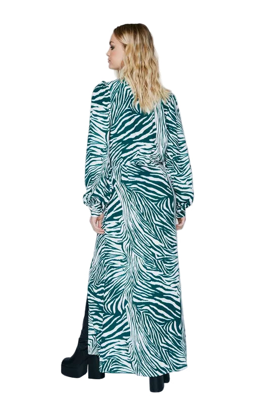 Nasty Gal Green & Cream Zebra Dress UK 4