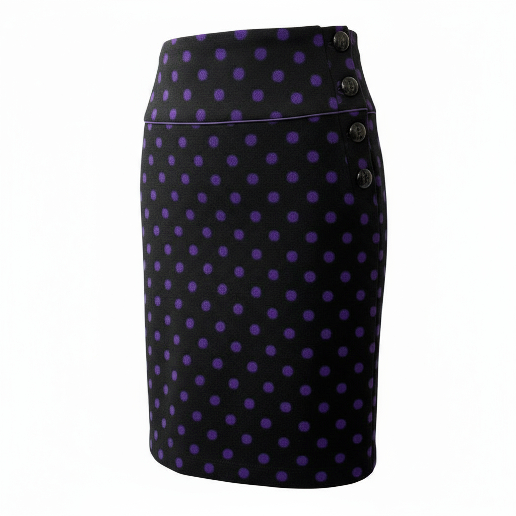 Hobbs Black & Purple Polka Dot Mini Skirt UK 10