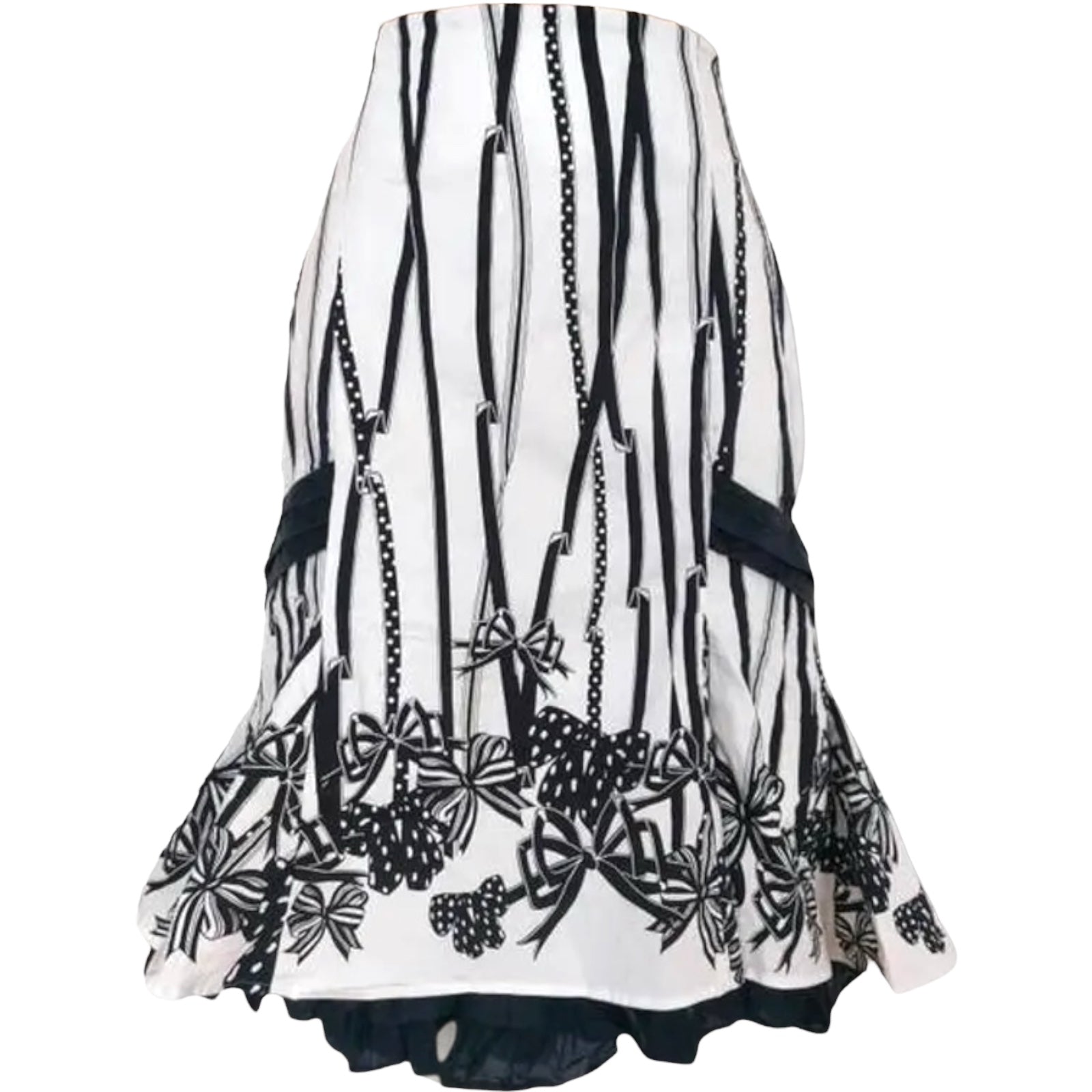 Karen Millen Black White Fishtail Skirt UK 12