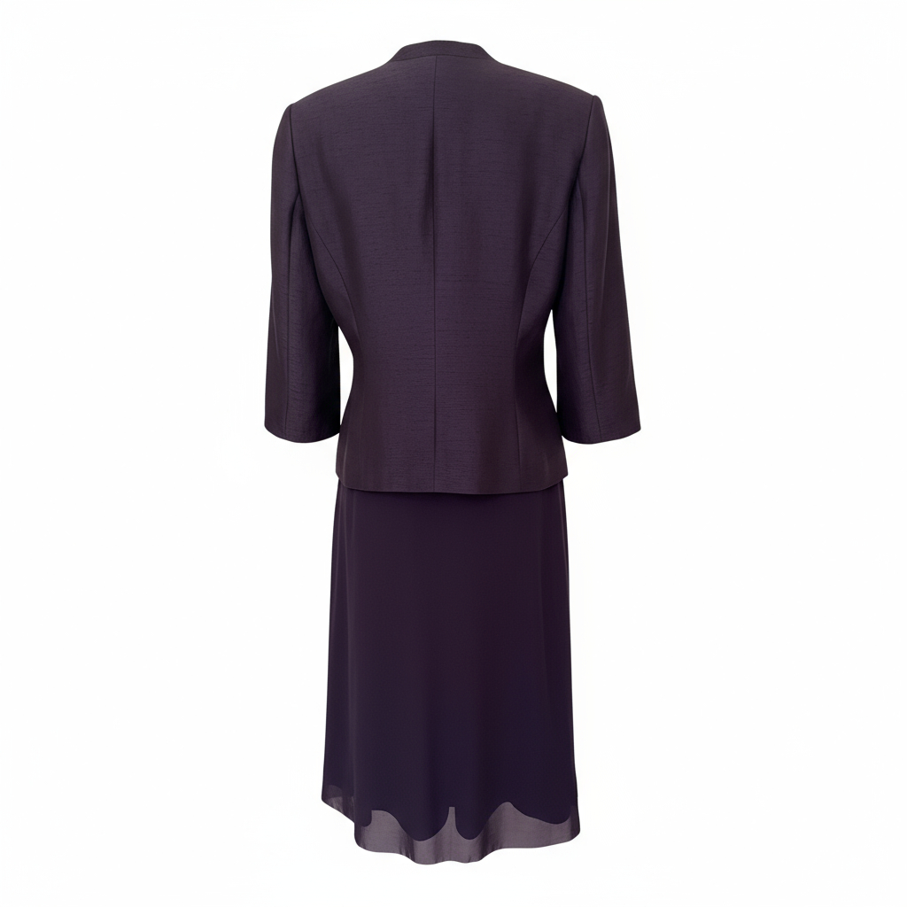 Jacques Vert Dark Purple Occasion Dress Jacket Suit UK 12