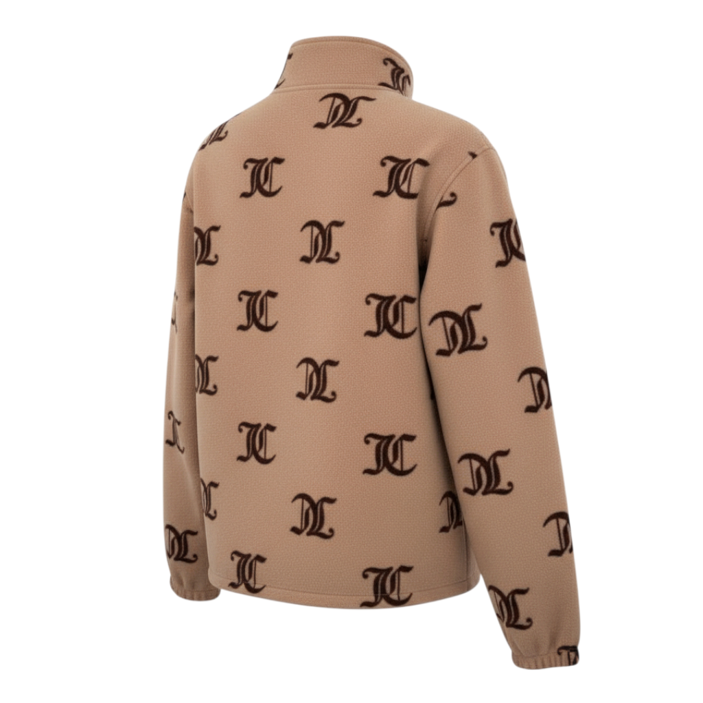 Juicy Couture Beige Brown Soft Fleece Zip Neck Top UK 12