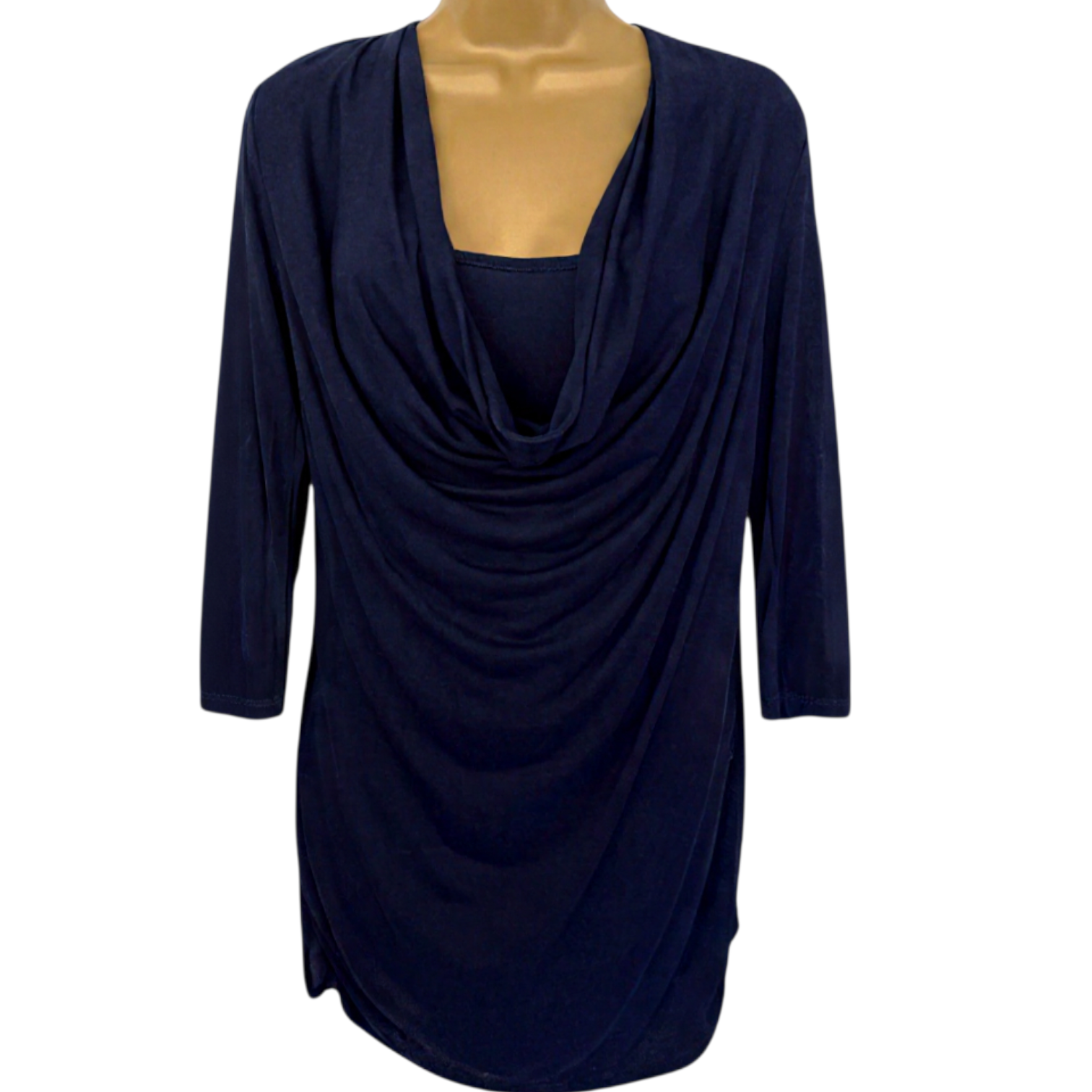 Kapalua Navy Jersey Cowl Neck Top UK 12/14